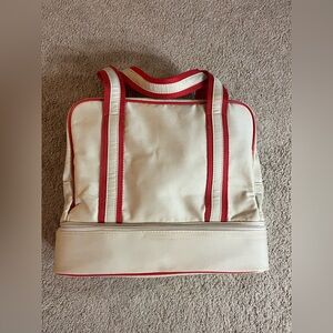 Bath & Body Works Cream and Red Cosmetic Bag